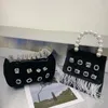 Evening Bags Women Chic Rhinestone Handbags Designer Glittering Crystal Bag Pearl Handle Black Clutch Purse Wedding Party Fashion