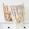 Filt Swaddling Born Baby Tassel Mottagande Muslin Cotton Spädbarn fransar Swaddle Babies Sova Quilt Bed Cover 231128