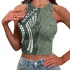 Women's Tanks Polynesian Tribal Hawaiian Totem Tattoo Hawaii Prints Sleeveless Women Solid O-neck Slim Fit Tank Exposed Navel Mini Vintage