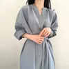 Casual klänningar Koreansk modeklänning för kvinnor kläder Kvinna hösten 2023 Spring Elegant Party Solid Long Sleeve Maxi Woman Vestido