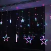 Kerstdecoraties Lichten Romantische ster LED Gordijn Stringverlichting voor vakantie Wedding Garland Party Decoratie