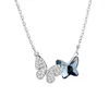 Collane con ciondolo Collana con farfalla in pietra blu CZ Catena girocollo Ciondoli unici Regalo per amici Gioielli minimalisti Dichiarazione Collier Femme