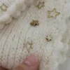 Cobertores Swaddling Woolen Knit Born Baby Pogal Wraps Cobertor Metal Estrelas Appliqued Swaddle Hat 2pcs Conjuntos Soft Warm Handmade Mohair 231127