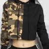 Sweat à capuche pour femmes, mode Camouflage Patchwork, sweat-shirt à capuche pour femmes, haut court, pulls militaires, hauts TA888