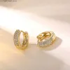 Stud Shiny Cubic Zirconia Stone Hoop Earrings for Women Bling Gold Color Metal Small Round Earring Gifts To Mom Wife Birthday Jewelry YQ231128