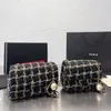 Kanal yünlü altın top omuz çantaları tasarımcı çanta kış kadın elmas kafes crossbody moda lüks zincir bayan çantası cüzdanı oner etiketi içeride