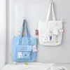 Sacs de rangement Kawaii étudiant toile sac lettre motif couleur unie grande capacité sac à main fermeture éclair dessin animé femmes épaule organisateur