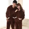 Pyjama de couple en velours corail pour femmes, pyjama d'hiver épais en peluche, chaud et mignon, vêtements de maison en flanelle pour femmes, 231128