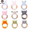 Baby Beißringe Spielzeug Lets Make Tier Silikon Beißring Holz Kaninchen Ring 1 STÜCK BPA Freies Zubehör Kinderkrankheiten Lebensmittelqualität 230427