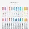 12pcs Pennello per acquerello Dual Art Marker Penne 6/12 colori Rotondo DOT Fibra Punta fine per diario da colorare Scritte a mano Schizzi Disegno anime P230427