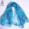 Foulards en soie bleu clair imprimé 2023, accessoires de mode, pur long 170 110cm Paisley