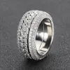 Pierścionki ślubne Hoyon Diamond Shape Cuban for Men S925 Srebrny złoto 3 warstwy Hip Hop Goregous Browling Jewelry 231127