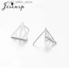 Stud Jisensp Simple créatif géométrique Triangle rond 925 boucles d'oreilles en argent Sterling mode reliques de la mort oreille bijoux pour femmes cadeau YQ231128