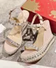 Elegant Brand Malfadina Zepp Wedges Sandals Shoes Women Spikes Studs Strappy High Heels Lady Pumps Espadrilles Party Wedding Dress Gladiator Sandalias EU35-43