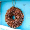 Decorative Flowers D9" Xmas Pine Cone Wreath Rustic Home Decoration Christmas Candle Ring Ornaments Festival Party Hanging Table