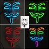 Party Supplies Halloween Cosplay V wie Vendetta Neon leuchtende Maske leuchtende LED-Kostüm-Requisiten, blinkendes Licht, volles Gesicht