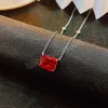 Rektangelskurna kubiska zirkonier Birthstone Pendant Halsband för kvinnor Silver Color Clavicle Chain Fashion Jewelry Party Accessories