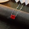 Rechthoek gesneden kubieke zirkonia geboortesteen hanger ketting voor vrouwen zilveren kleur sleutelbeen ketting mode juwelen feesten accessoires