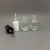 Frasco de esmalte de vidro transparente vazio recarregável em formato redondo de 5ml para arte em unhas com escova tampa preta adodr