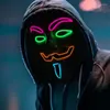 Party Supplies Halloween Cosplay V wie Vendetta Neon leuchtende Maske leuchtende LED-Kostüm-Requisiten, blinkendes Licht, volles Gesicht