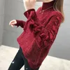 Blusas femininas moda vintage cordão arco roupas coreano solto commute outono inverno casual gola alta malha jumpers