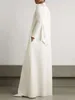Sukienki swobodne Yeuzzi 2023 Wiosna jesienna biała szalik w szyku w stylu elegancka imprezowa sukienka wieczorowa długie rękawy luz luźne maxi dla kobiet