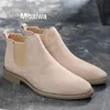 Botas Misalwa Chelsea Botas Homens Camurça Couro Decente Homens Ankle Boots Original Masculino Curto Sapatos Casuais Estilo Britânico Inverno Primavera Bota 231128