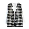 Waistcoats Högkvalitativ Houndstooth Faux Mink Fur Women Spring Autumn SingleBreasted Waistcoat Sticked Vest Sleeveless Jacket