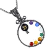 Pendant Necklaces Handmade Wire Wrapped 7 Chakra Crystal Stone Beads For Jewelry Making DIY Necking Accessories