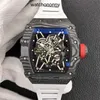 Designer Ri Mlies lyxiga klockor Vattentät dykning Mekanisk Fiber Watch Factory Quality Carbon Luminous Automatic Wrist Titanium Men