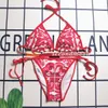 Mulheres V Neck Bikini Two Piece Set Swimwear Designer Imprimir Maiô Pool Party Beach Wear