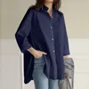 Chemisiers pour femmes Chemisier pour femmes Automne Denim Chemises bleues Mode Manches longues Mujer Camisetas Basic Tops Femme Revers Blusa Irrégulier