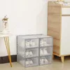 Pack Shoe Organizers Storage Boxes Clear Plastic Stackable Sneaker Containers Bins with Lids W0428