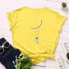 T-Shirt Femme T-shirts Graphiques Femmes T-shirts Vêtements Manches Courtes 100% Coton Drôle Astronaute Lune T-Shirt Hauts Chemises