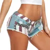 Dames Jeans Meqeiss Mid Taille Shorts 2023 Damesmode USA Vlag Gedrukt Denim Pole Dance Skinny Gat Korte Broek S-XXL