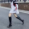 Sandalet 2023 sivri ince topuk metal perçinleri motosiklet yürüyüş kadınları bot kemer tokası saçak büyük boy şövalye moda 231127