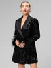 Women's Suits Coat Autumn Fashion Ladies Party Black Sequin Feather Temperament Chic Long Sleeved Mini Windbreaker