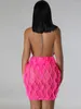 Casual Dresses Weird Puss Wavy Ruffles Women Kort klänning Backless grimma låg bröst Slim Bag Hip Sexig Bodycon Tie Midnight Party Clubwear