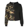 Sweat à capuche pour femmes, mode Camouflage Patchwork, sweat-shirt à capuche pour femmes, haut court, pulls militaires, hauts TA888