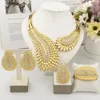 Bruiloft Sieraden Sets Italië Mode Gouden Kleur Sieraden Set Voor Vrouwen Engel Veer Ketting Armband Oorbellen Ring Set Mooi Bruiloft Feestcadeau 231127