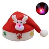 Brilha vermelho papai noel chapéu ultra macio pelúcia natal cosplay chapéus decoração de natal adultos chapéus de festa de natal