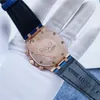 Högkvalitativt toppmärke Audexxx Pigxxx Blue Dial Rose Gold Steel Leather Strap Sapphire Mirror Mirror Multifunktionell Chronograph Quartz Movement Man Watch