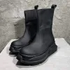 Designer masculino couro botas de meia metade formadores casuais homem sapatos altura crescente apartamentos preto