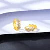 Neue trendige Micro Set Zirkon S925 Silber Ohrstecker Schmuck Frauen Retro vergoldet 18k Gold Blume Ohrschnalle Ohrringe für Frauen Hochzeit Party Valentinstag Geschenk SPC