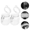 Storage Bottles 2 Pcs Airtight Honey Jar Glass Lid Plastic Containers Food Clear Jam Wide Mouth Canister Pickle Canning Jars Pantry