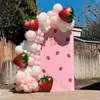 Andra evenemangsfestleveranser 118 st Pink White Balloon Arch Garland Kit Strawberry Shortcake Foil Ballon för dopflickor 1: a 2: a födelsedagsfestdekorationer 231127
