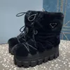 With Box women Letter P Moons Boot Snow Boot Nylon Martin Plaque Ankle Ski Slip Round Luxury Designer Lace Up Shoes888