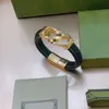 Bracciale con chiusura in metallo in pelle di marca marrone piatto di design classico di moda per regalo di gioielli per uomini e donne