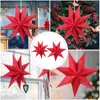 Candle Holders 2 Pcs Christmas Lantern Holiday Decorations Paper Decors Nine-pointed Star Origami Lanterns Ornaments Laser