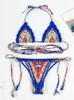 Women S straom kąpielowych Miyouj 2023 Vintage Print Bikini Female Fembwork Mały marszczyzny kombinezon dla kobiet o wysokim cięciu sznur 231127